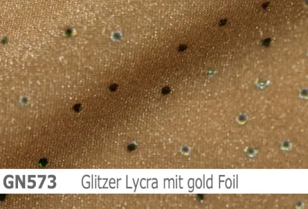 Glitzer Lycra mit Foil - col. american tan/gold