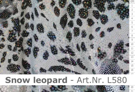Lycra - Design Snow leopard mit Foil silber-holo
