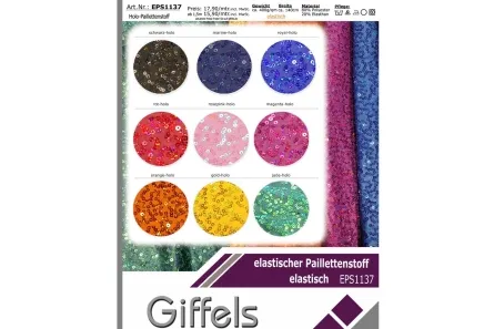 elastischer Paillettenstoff - 3mm Holo-Pailletten