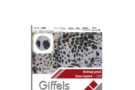 Preview: Lycra - Design Snow leopard mit Foil silber-holo - Reste
