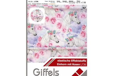 Lycra Design Einhorn mit Rosen