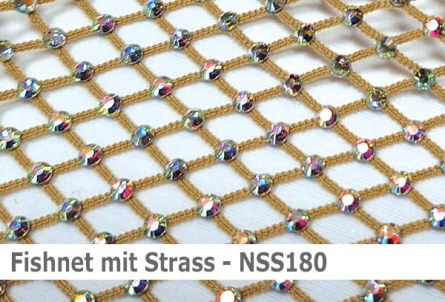 Preview: Netzstoff - Fishnet mit Strass