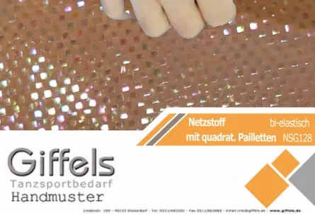 Handmuster - Netzstoffe mit quadrat. Pailletten