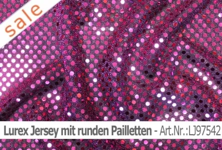 Lurex Jersey mit runden Pailletten - col. fuchsia/schwarz