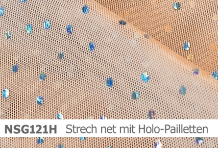 Preview: Stretch net mit Holo-Pailletten - weicher Netzstoff