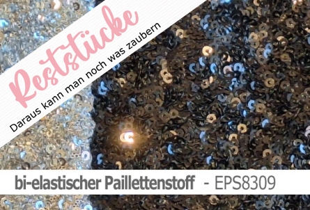 elastischer Paillettenstoff - Netzstoff mit aufgenähten Pailletten - Reste