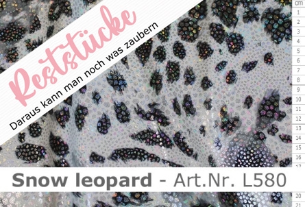 Lycra - Design Snow leopard mit Foil silber-holo - Reste