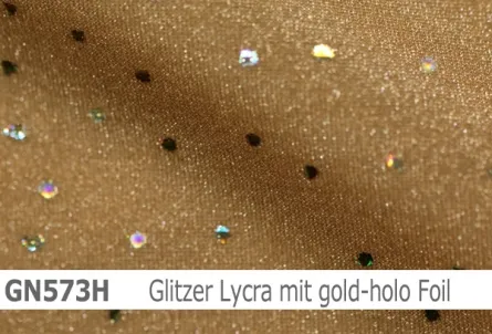 Glitzer Lycra mit Foil - col. americ.tan/gold-holo