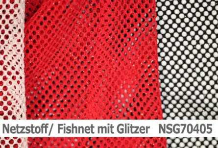 Fishnet mit Glitzer - bielastischer Netzstoff