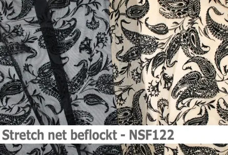 Netzstoff beflockt - florales Motiv