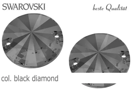 Swarovski Aufnähsteine Rivoli 12mm - col.black diamond