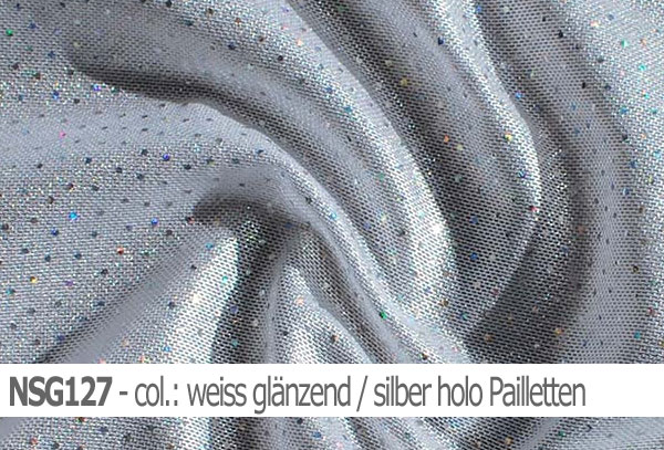 Minerva Pailletten-Stretch-Netzgewebe, Meterware, Schwarz / Silber