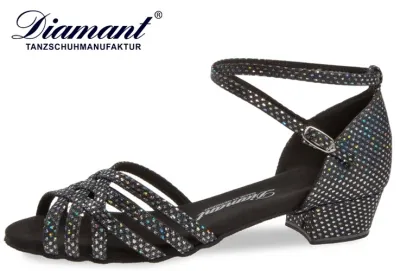 schwarze Diamant Tanzschuhe mit einem Blockabsatz