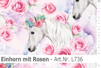 Lycra Design Einhorn mit Rosen