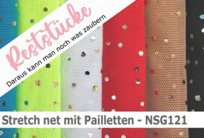 Stretch net - weicher Netzstoff mit Pailletten - Reste